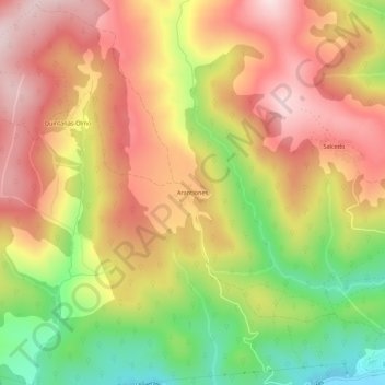 Carte topographique Arantiones, altitude, relief