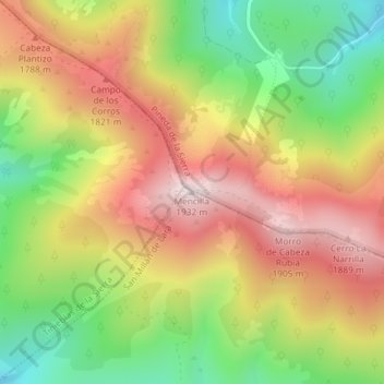 Carte topographique Mencilla, altitude, relief