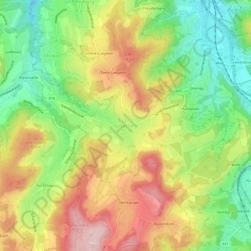Carte topographique Schalchen, altitude, relief