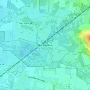 Carte topographique Dreihausen, altitude, relief