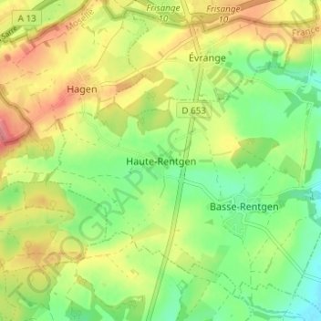 Carte topographique Haute-Rentgen, altitude, relief