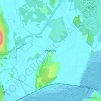 Carte topographique Meathop, altitude, relief