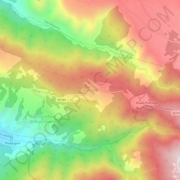 Carte topographique Mannoli, altitude, relief