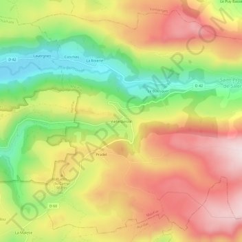 Carte topographique Viellespesse, altitude, relief