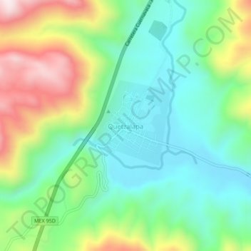 Carte topographique Quetzalapa, altitude, relief