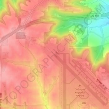 Carte topographique Airport Elevation, altitude, relief