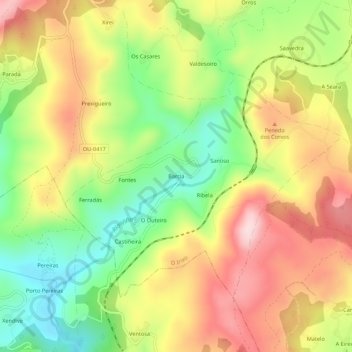 Carte topographique Barcia, altitude, relief