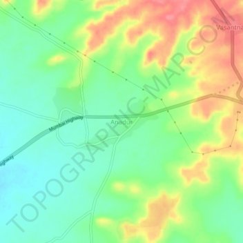 Carte topographique Anadur, altitude, relief