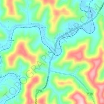 Carte topographique Northern, altitude, relief