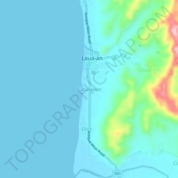 Carte topographique Cabariwan, altitude, relief