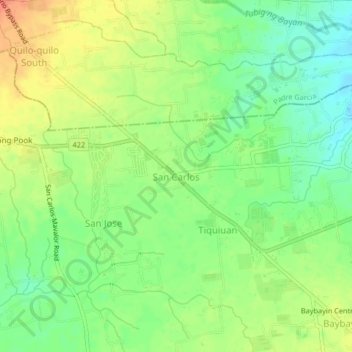 Carte topographique San Carlos, altitude, relief
