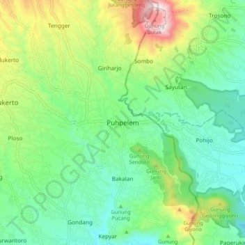 Carte topographique Puhpelem, altitude, relief
