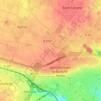 Carte topographique Ardenne, altitude, relief