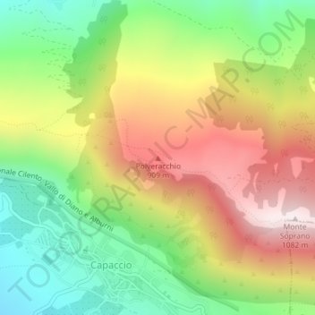 Carte topographique Polveracchio, altitude, relief
