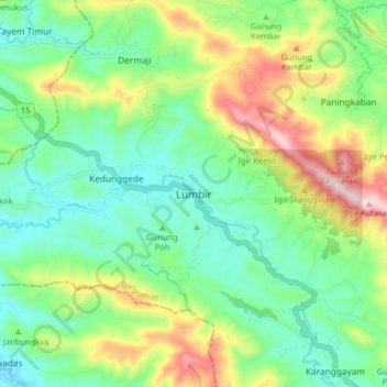 Carte topographique Lumbir, altitude, relief