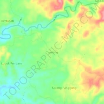 Carte topographique Temiang, altitude, relief