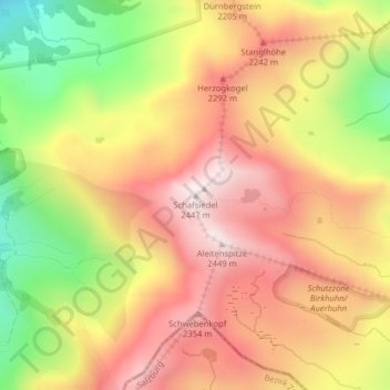 Carte topographique Schafsiedel, altitude, relief
