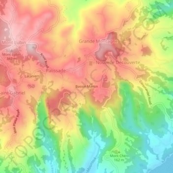 Carte topographique Bassin Martin, altitude, relief