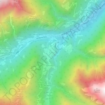 Carte topographique Bannio, altitude, relief