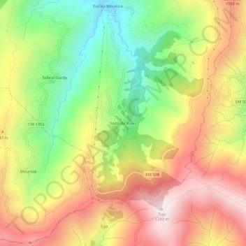 Carte topographique Soito da Ruiva, altitude, relief