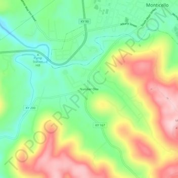 Carte topographique Number One, altitude, relief