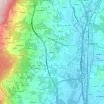 Carte topographique A Mota, altitude, relief