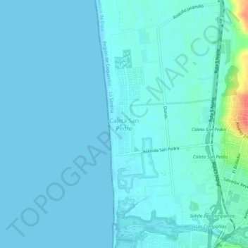 Carte topographique Caleta San Pedro, altitude, relief