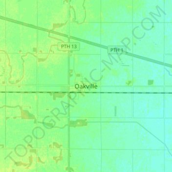 Carte topographique Oakville, altitude, relief