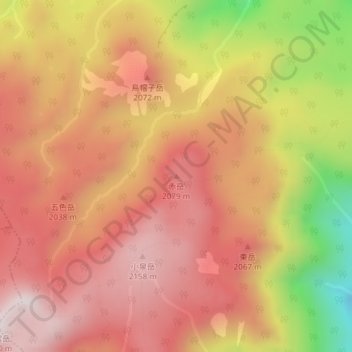 Carte topographique Mt. Aka, altitude, relief