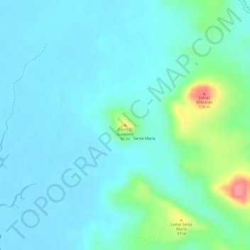 Carte topographique Cerro El Guapinol, altitude, relief