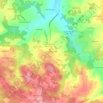 Carte topographique Le Mas du Roule, altitude, relief