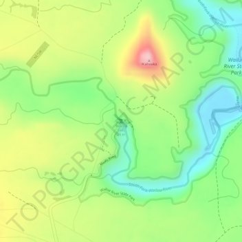 Carte topographique Wailua Falls, altitude, relief