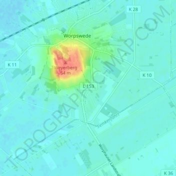 Carte topographique Ostendorf, altitude, relief