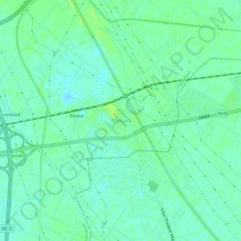 Carte topographique Masuri, altitude, relief