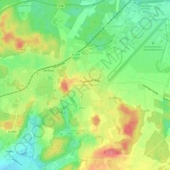Carte topographique Oberpfaffenhofen, altitude, relief