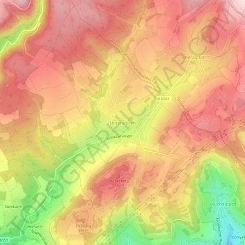 Carte topographique Unteralpfen, altitude, relief