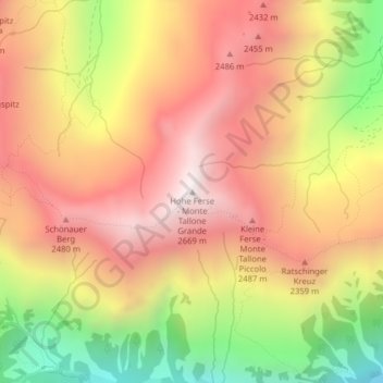 Carte topographique Hohe Ferse, altitude, relief