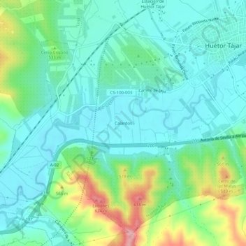 Carte topographique Calardos, altitude, relief