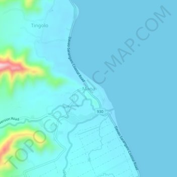 Carte topographique Mana, altitude, relief