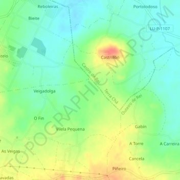 Carte topographique Cabarcos, altitude, relief