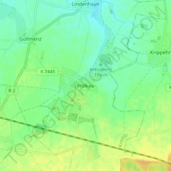 Carte topographique Wölkau, altitude, relief