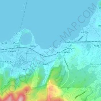 Carte topographique Bambang, altitude, relief