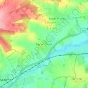Carte topographique Upper Froyle, altitude, relief