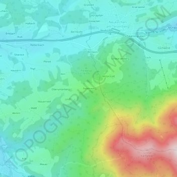 Carte topographique Feilenreit, altitude, relief