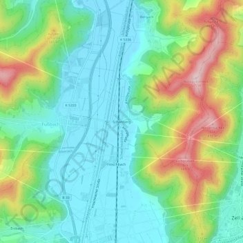 Carte topographique Schönberg, altitude, relief