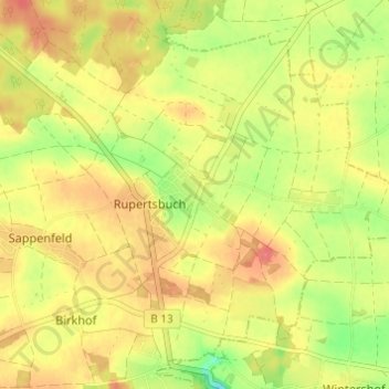 Carte topographique Workerszell, altitude, relief