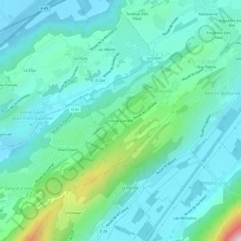Carte topographique Villard-Lamard, altitude, relief