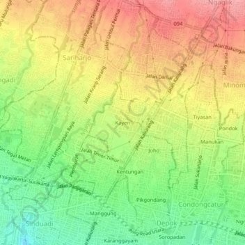 Carte topographique Kayen, altitude, relief