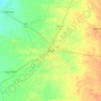 Carte topographique Losal, altitude, relief