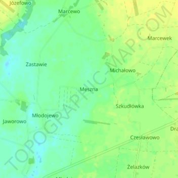 Carte topographique Meszna, altitude, relief